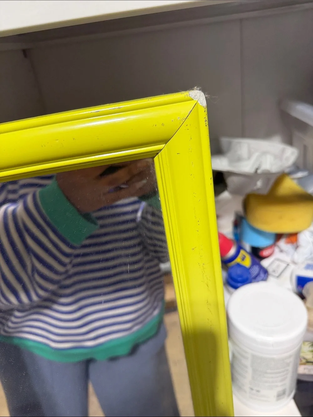 Full-Length Yellow Framed Mirror